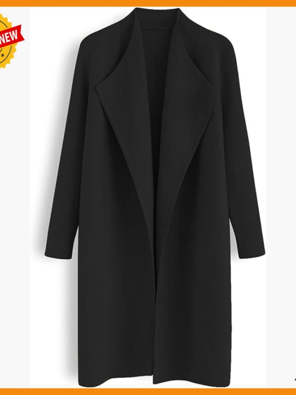 Oversized Open Front Knit Cardigan Coatigan with Notch Lapels and Pockets